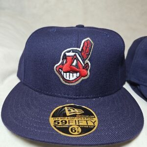 NWT New Era 59FIFTY Cleveland Indians Chief Wahoo Hat Navy Blue ALL SIZES